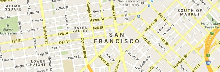 San Francisco California Map of Answering Service Coverage Area